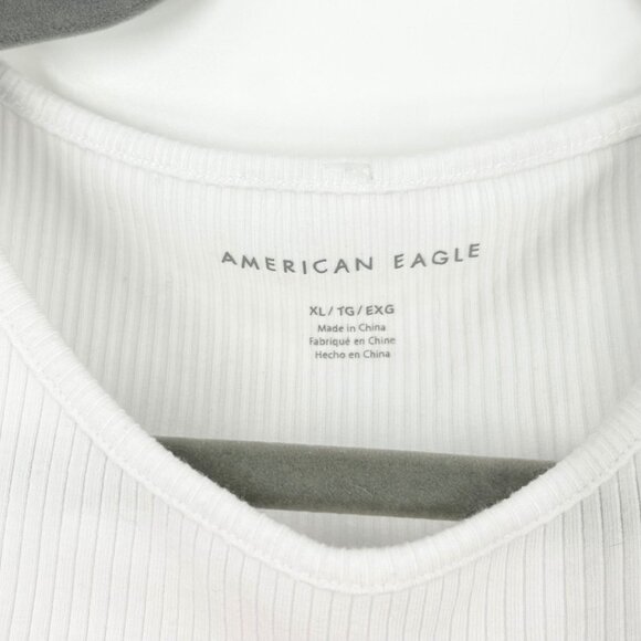 NWT American Eagle White Ribbed Cropped Tank Top - Picture 3 of 6